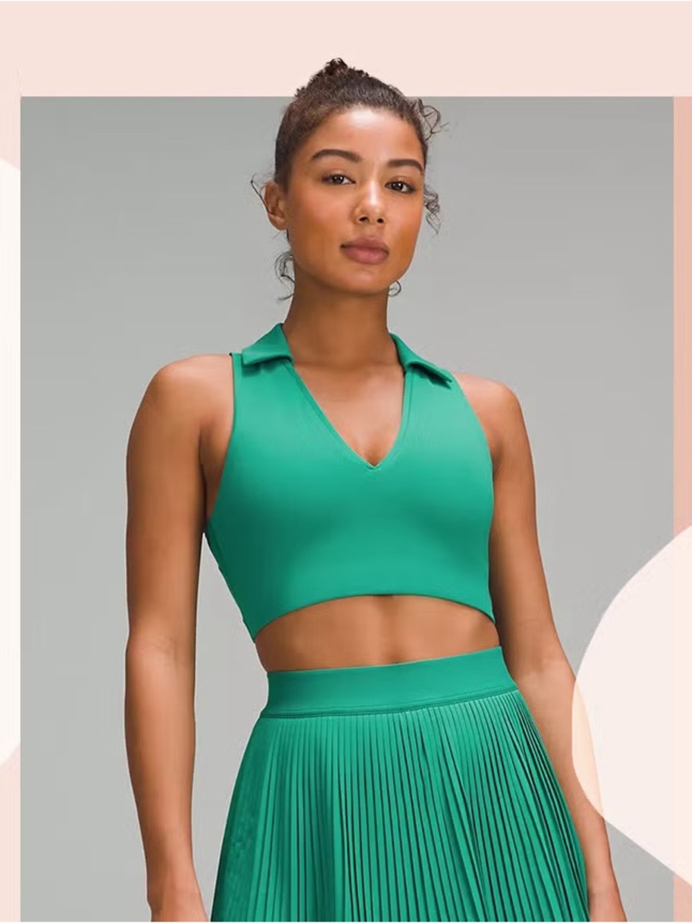 NWT Crane Collared Tennis Longline Green Sports Bra Halter Racerback XL